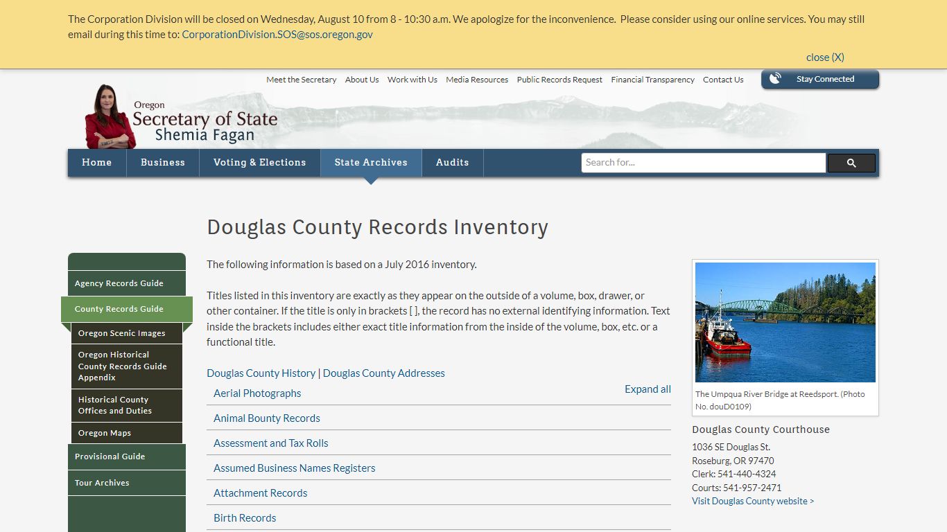 State of Oregon: County Records Guide - Douglas County ...